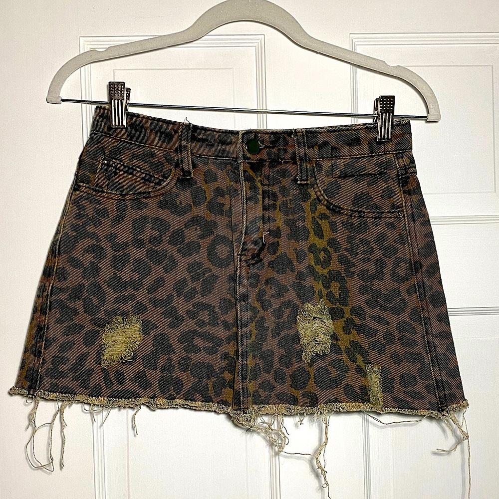 Love + Harmony—Denim Cheetah Skirt